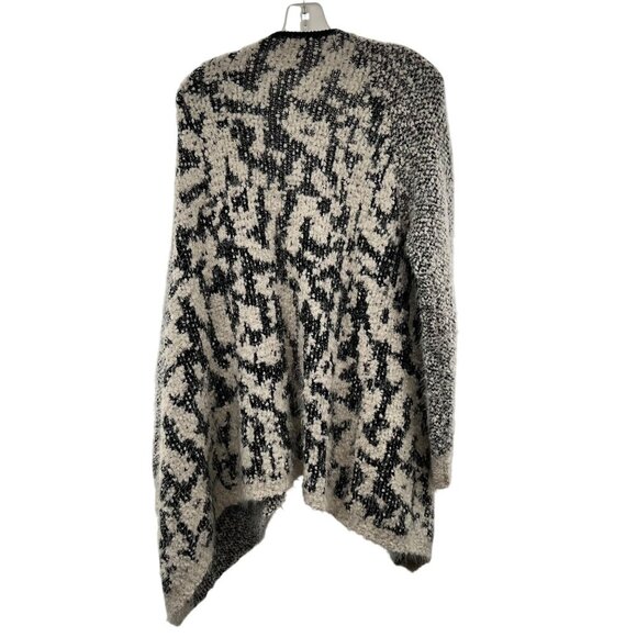 Leshop Women's Knit Cardigan Open Front Nubbed Black/Cream Size M/L - Picture 7 of 9